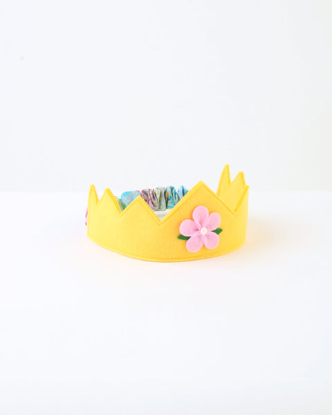 Wool Felt Crown — Yellow Flower