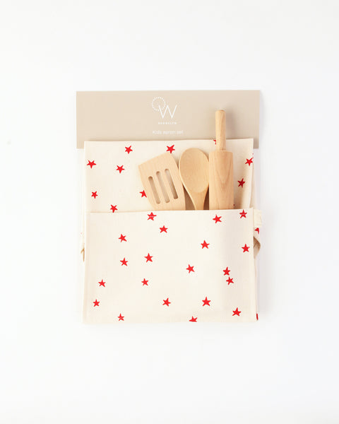 Kids Apron & Utensils in Red Star