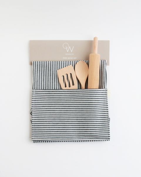 Kids Apron & Utensils in Railroad Denim Stripe