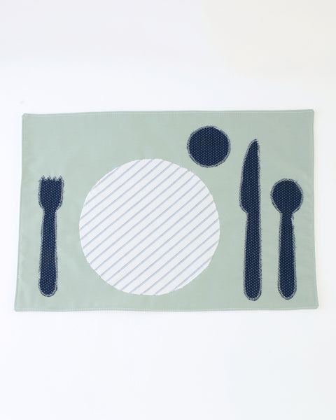 Children’s Placemat — Seafoam with Blue Stripe