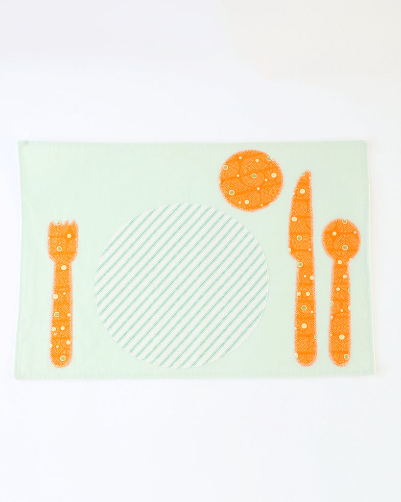Children’s Placemat — Seafoam with Orange Stripe