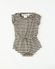 Rolled Romper in Charcoal Stripe