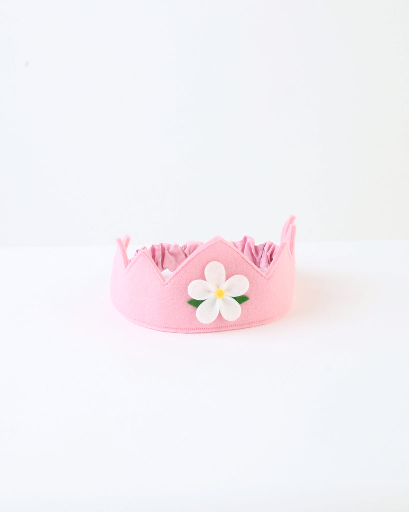 Wool Felt Crown — Pink Flower