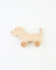 engraved wood dog push toy with wheels